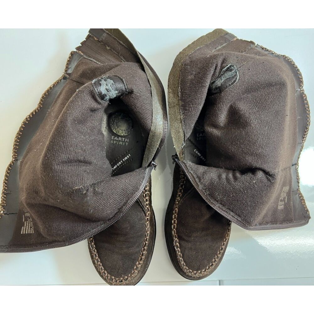 Earth Spirit Freesia mid-calf brown suede boots. Size 38. - Picture 7 of 8